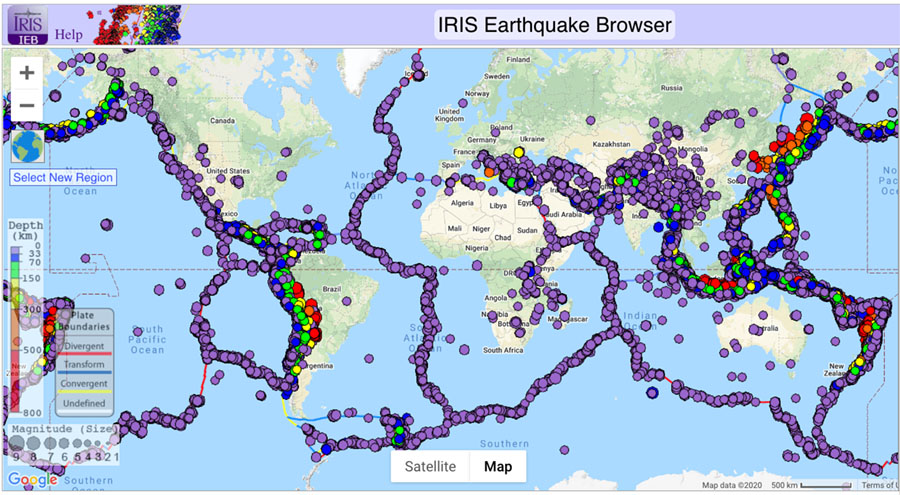 Earthquakes Map World